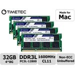 Timetec Hynix IC Apple DDR3 1600 MHz PC3-12800 SODIMM Speicher-Upgrade für MacBook Pro 13 Zoll (33 cm) Anfang 2011 iMac 21,5 Zoll (21,5 Zoll) Mitte 2011, Mac Mini Mitte 2011 Server 32GB KIT(4x8GB) - Preisvergleich