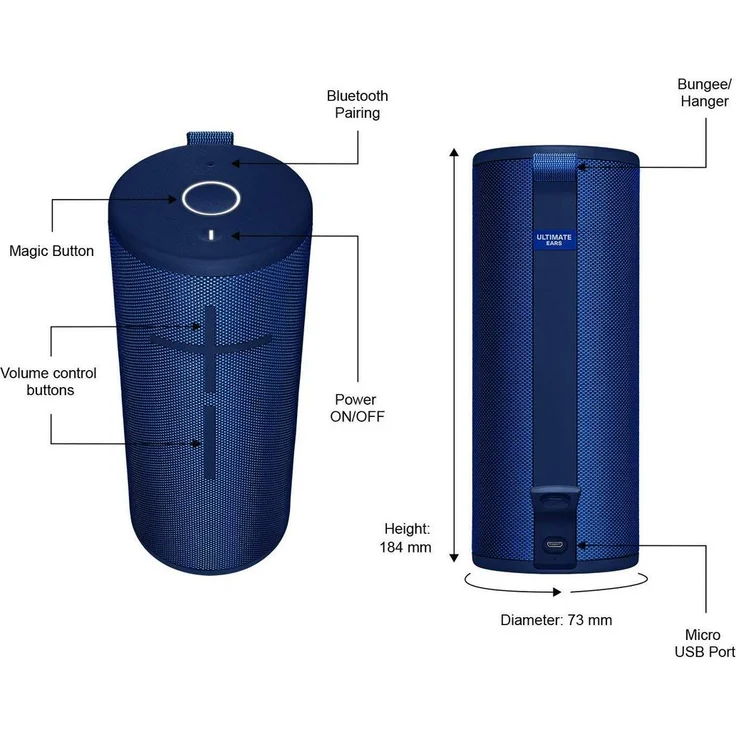 Ultimate Ears Boom 3 Bluetooth-Lautsprecher mit Radio, Webradio, wasserdicht, Blau – Bild 2