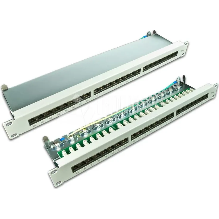 Wirewin 24-Port 19\ KAT6 Patch Panel, geschirmt, LSA+, Hellgrau Patch Panele (DVP-TRIO-K6 24) Zoll