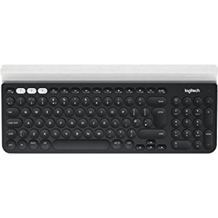 Logitech K780 Kabellose Tastatur, Bluetooth & 2.4 GHz Verbindung, Multi Device & Easy-Switch Feature, Integrierte Halterung, PC-Mac-Tablet-Smartphone, Englisches QWERTY-Layout - dunkelgrau-weiß – Bild 1