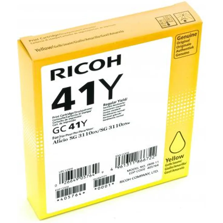 RICOH GC-41Y gelpatrone gelb hohe Kapazität 2.200 Seiten 1er-Pack u.a. Fuer SG 7100DN SG 3100SNw, SG 3110SFNw SG 3120BSFNw