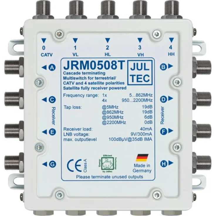 JULTEC JRM0508T Multischalter 8 Teilnehmer Receivergespeist (ohne Strom, Stromanschluss)