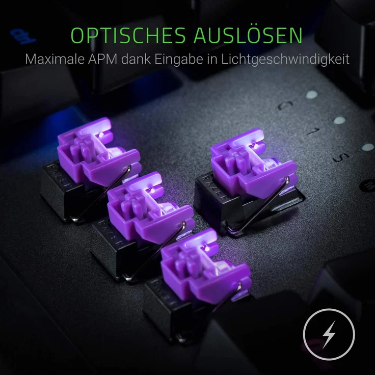 Razer Huntsman Mechanische Gaming Tastatur (mit Opto-Mechanical Schaltern, Lebensdauer von 100 Millionen Tastenanschlägen, RGB Chroma Beleuchtung, QWERTZ-Layout) – Bild 3