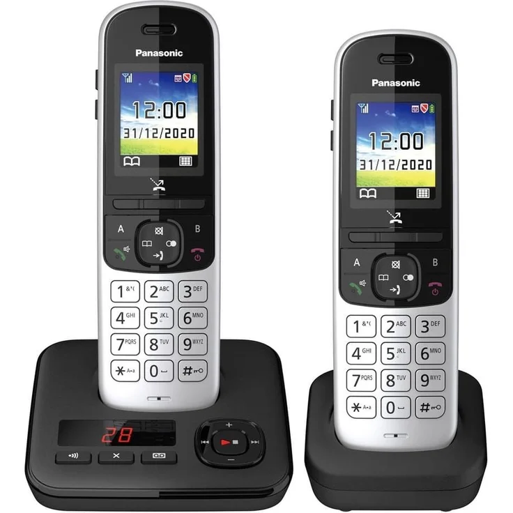 Panasonic KX-TGH722GS Schnurlostelefon Duo mit Anrufbeantworter (DECT Telefon, strahlungsarm, Farbdisplay, Anrufsperre, Freisprechen), schwarz, silber – Bild 2
