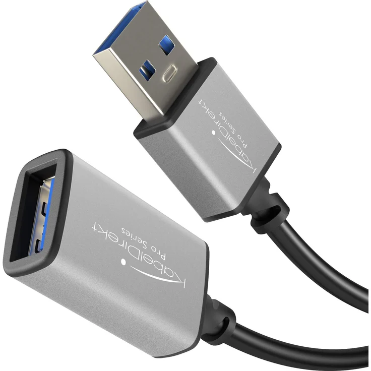 KabelDirekt - USB A 3.0 Verlängerungskabel - 1m - (Stecker USB A auf Buchse USB A, geeignet für alle USB A Anschlüsse, schwarz-Space Grey) - PRO Series