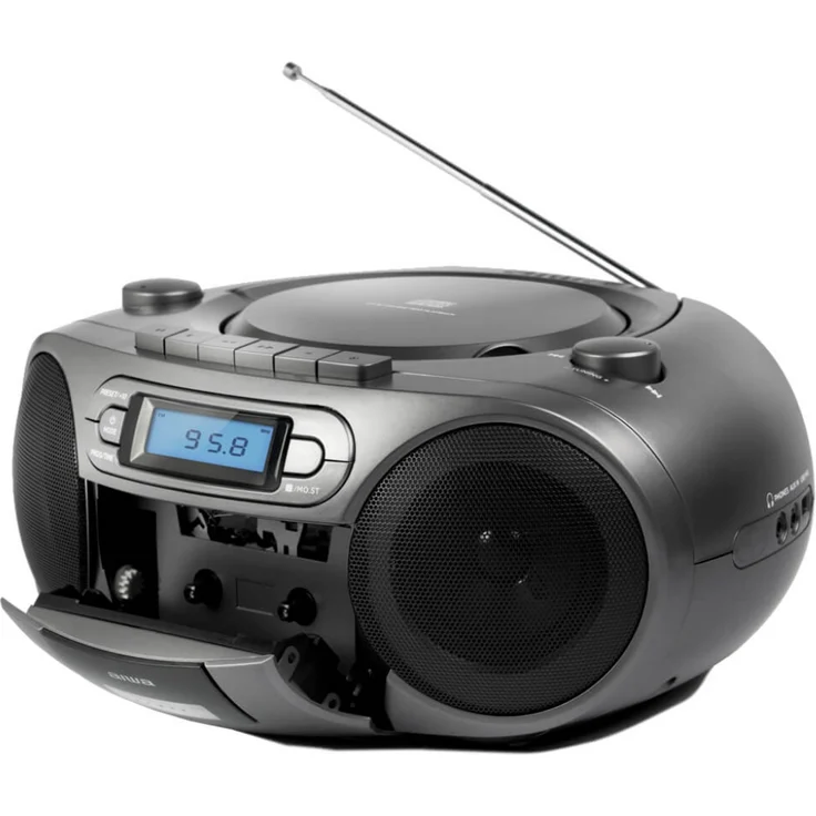 Aiwa BBTC-550MG Tragbarer CD Player mit Radio, Kassette, Bluetooth und USB grau - Preisvergleich – Bild 3