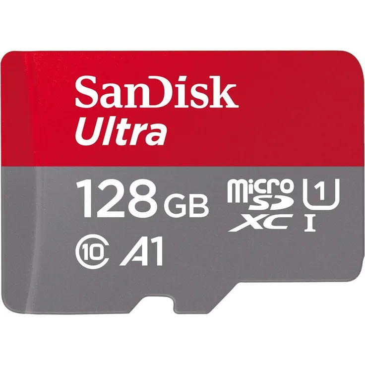 SanDisk Ultra microSDXC UHS-I Speicherkarte 128 GB (für Smartphones & -Tablets, wasserfest, temperaturbeständig, stoßfest, A1, Class 10 + Adapter)