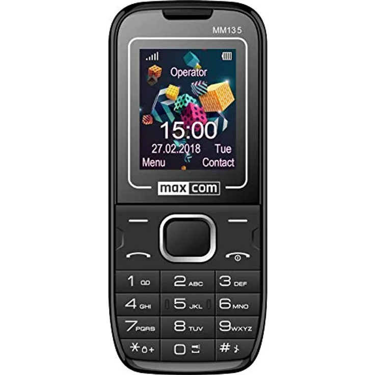 MaxCom Mobiltelefon Seniorenhandy Bluetooth 1,77 Zoll Display 0,08 MP Kamera FM Radio und Taschenlampe Schwarz Blau MM135 2G