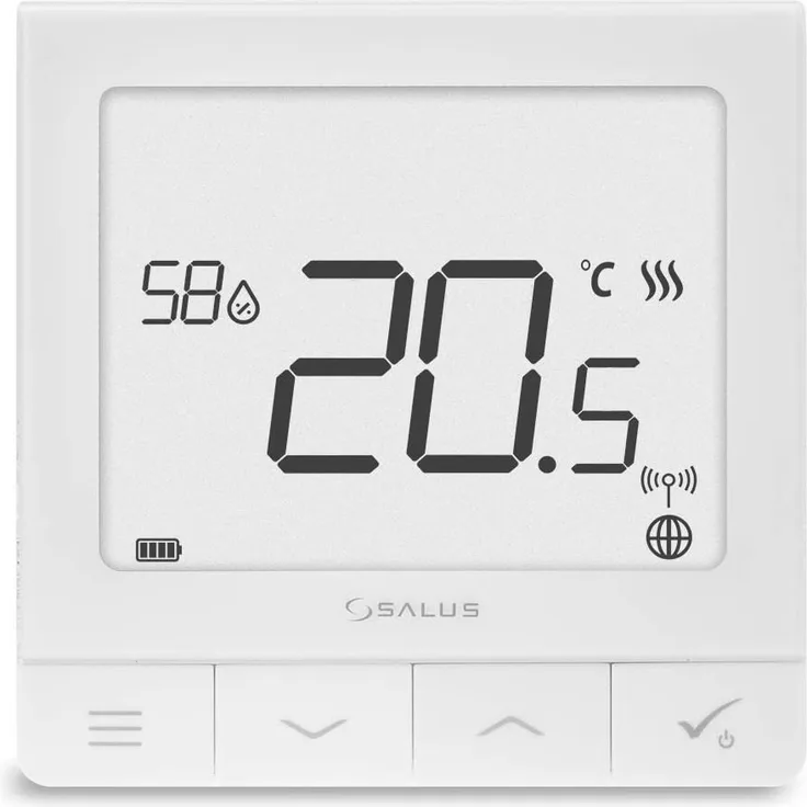 Salus SQ610RF Quantum Thermostat für Heizung, Funk Raumthermostat Heizungsregelung für Fußbodenheizung, Smart Home, weiß