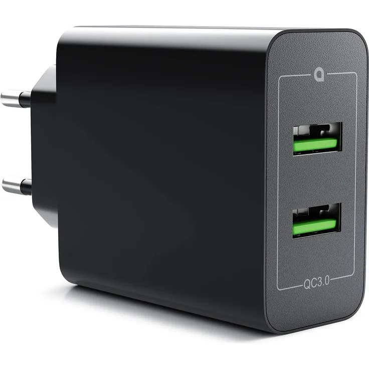 CSL - 36W Ladegerät 2 Port Quick Charge 3.0 - USB Netzteil 6000 mA Insgesamt - Schnellladefunktion - Smart Charge Solid Charge - für iPhone iPad Samsung Galaxy Nexus HTC Motorola LG UVM