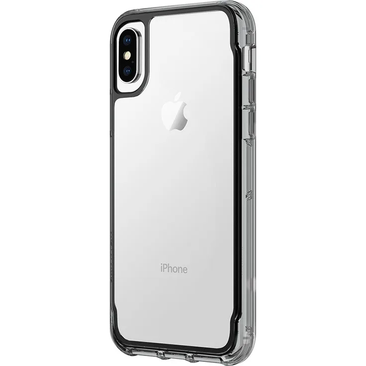 Griffin Survivor Clear Case Schutzhülle nach Militärstandard für Apple iPhone Xs - X [Kratzfeste Beschichtung, Dünnes Design, Stoßdämpfende Ecken, Qi kompatibel] (schwarz-smoke-transparent)