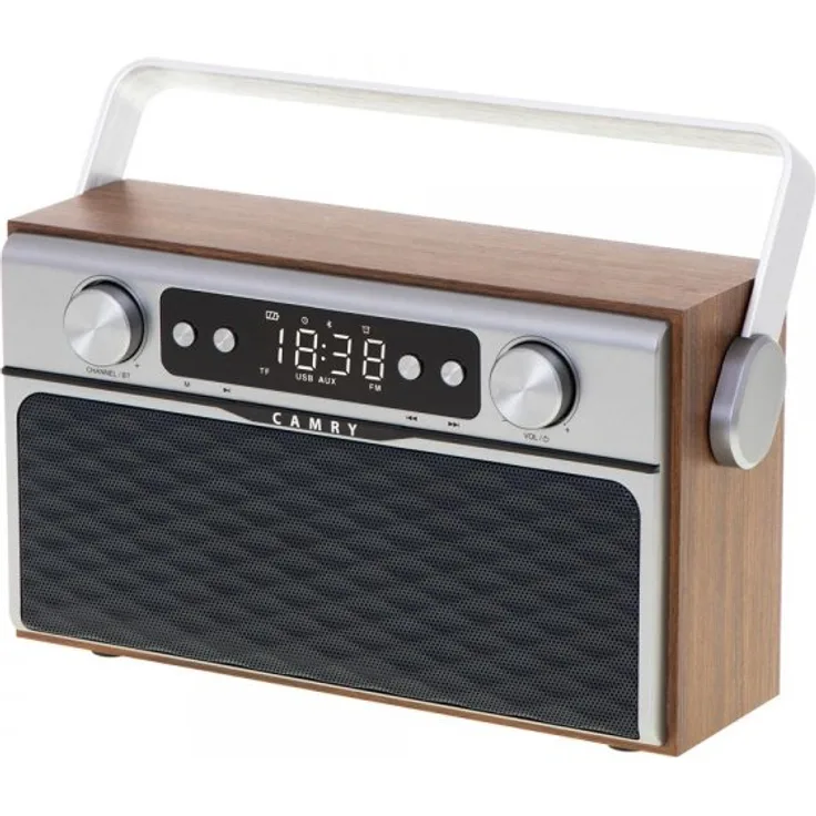 Camry CR 1183 Bluetooth Retro Radio FM 50 Speicher BT 5.0 USB SD AUX MP3 Akku 16 W Uhr Display