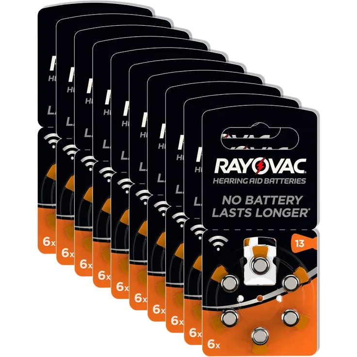 Rayovac Acoustic Zink Luft Hörgerätebatterie in der Größe 13 Pack (mit 60 Batterien geeignet für Hörgeräte Hörhilfen Hörverstärker) orange