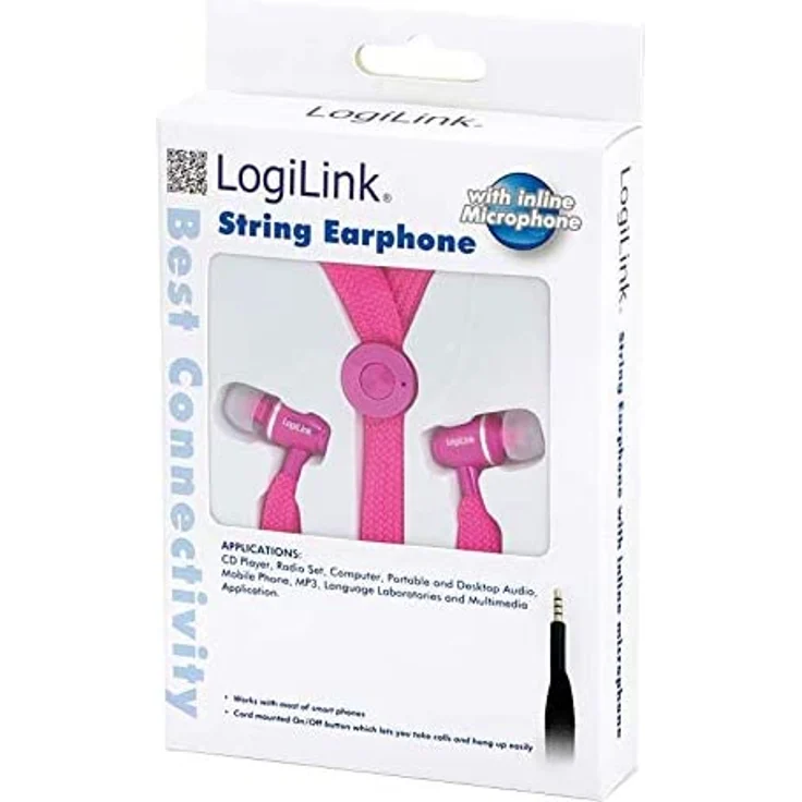 LogiLink HS0026 Earphone String In-Ear Kopfhörer, pink – Bild 2
