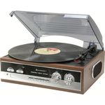 Soundmaster PL186H Plattenspieler mit Radio und Kopfhörerbuchse braun