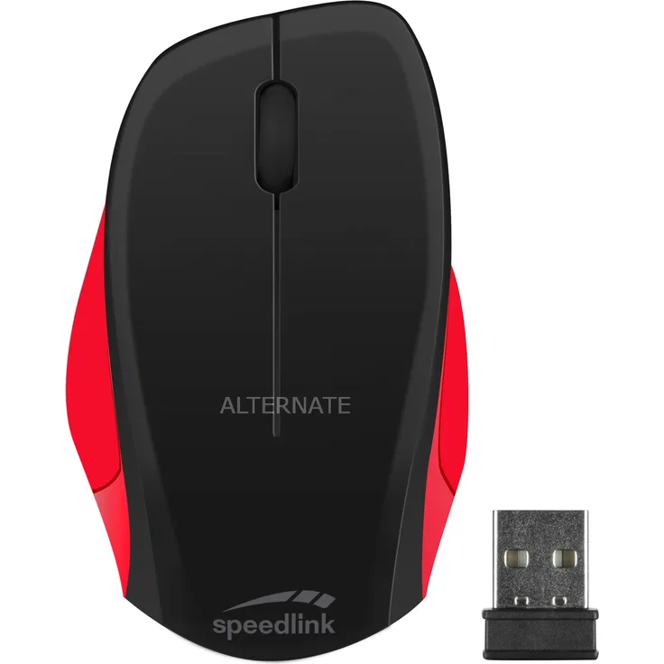 Speedlink LEDGY Silent Mouse Wireless - Ergonomische 3 Tasten Maus Kabellos für Büro- Gaming-PC-Notebook-Laptop, schwarz-rot