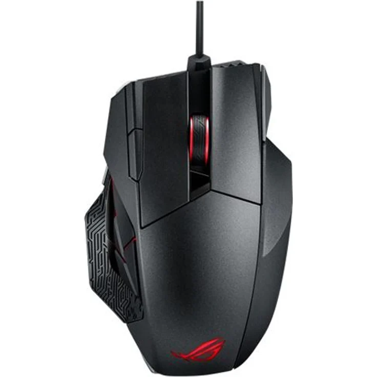 Asus ROG Spatha Gaming Maus (8.200 DPI, 12 programmierbare Tasten, kabelgebunden und kabellos nutzbar) schwarz-rot – Bild 2