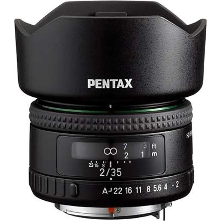 HD PENTAX-FA35mmF2 Vielseitiges Weitwinkelobjektiv Die neueste HD-Beschichtung minimiert Streulicht und Geisterbilder Anti-Flecken-Beschichtung Neues Außendesign Hybride asphärische Linse
