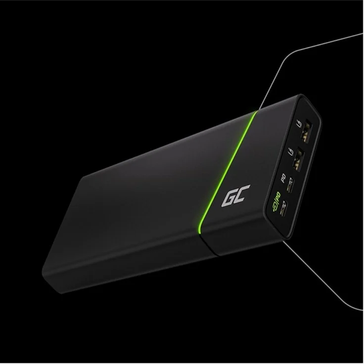 Green Cell Powerbank PowerPlay Ultra 2x USB, 2x USB-C Power Delivery, 26800 mAh, 128 W Black, Powerbank, schwarz, grün – Bild 2