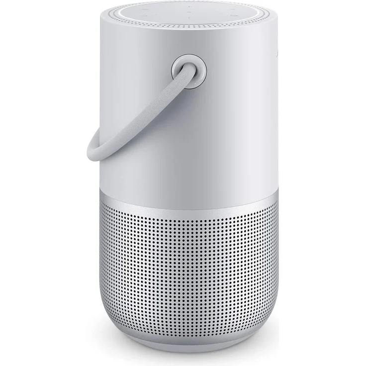 Bose Portable Home Speaker Multiroom-Lautsprecher mit Alexa, Google Assistant, Webradio, spritzwassergeschützt, geeignet für Indoor, Outdoor, silber – Bild 1