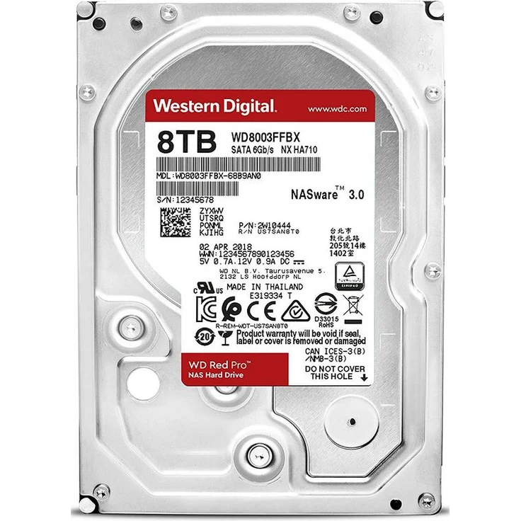 WD Red Pro NAS Hard Drive WD8003FFBX - Festplatte - 8 TB - intern - 3.5 Zoll (8.9 cm) - SATA 6Gb/s - 7200 rpm - Puffer: 256 MB (WD8003FFBX) – Bild 1