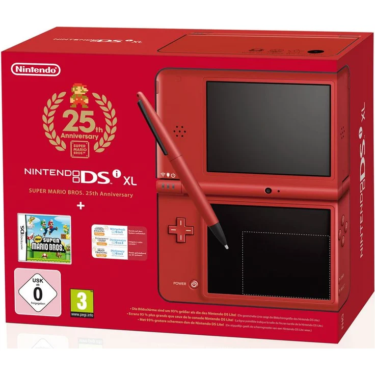 Nintendo DSi XL Limitierte Jubiläums-Edition Rot 256MB Bundle inkl. New Mario Bros.