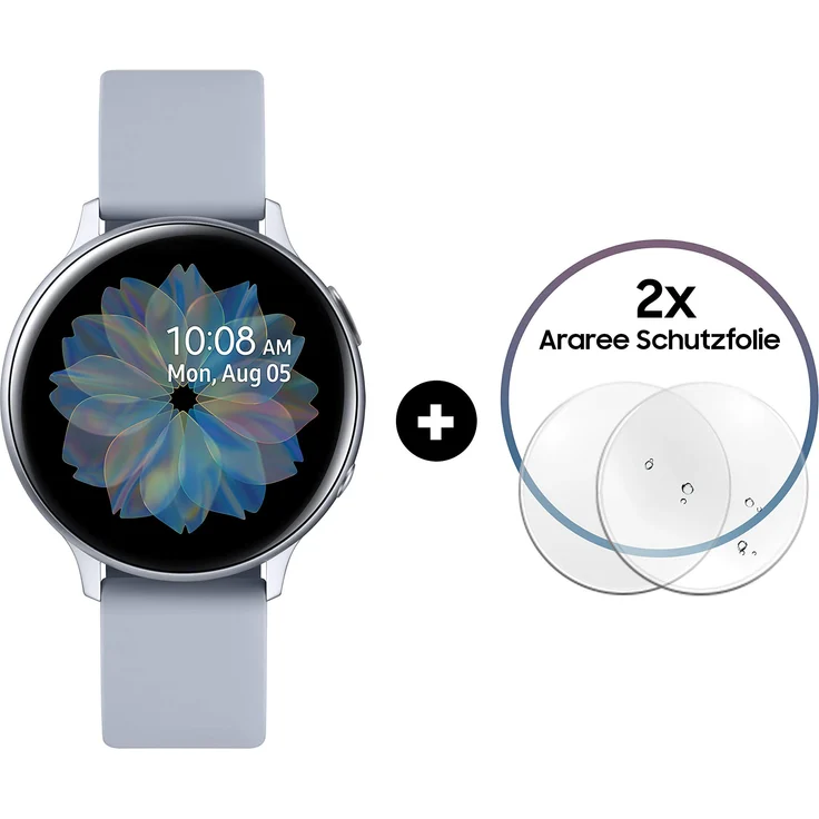 Samsung Galaxy Watch Active 2 Aluminium 40mm (Explorer Edition) Silber inkl. zwei Displayschutzfolien