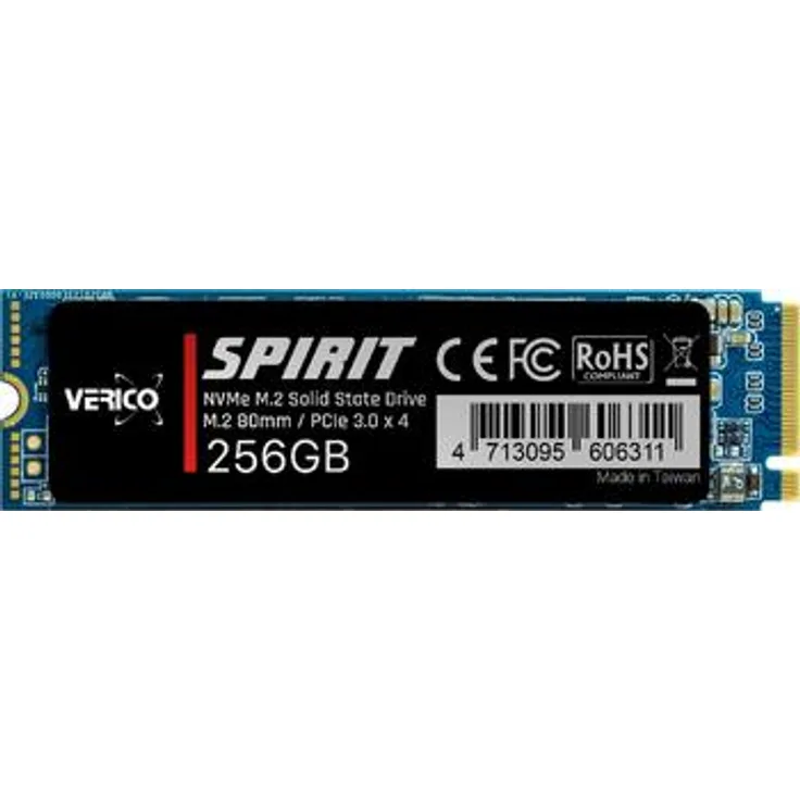 256 GB SSD Verico Spirit, M.2 PCIe 3.0 x2 lesen 3100MB/s, schreiben 1040MB/s, TBW 380TB