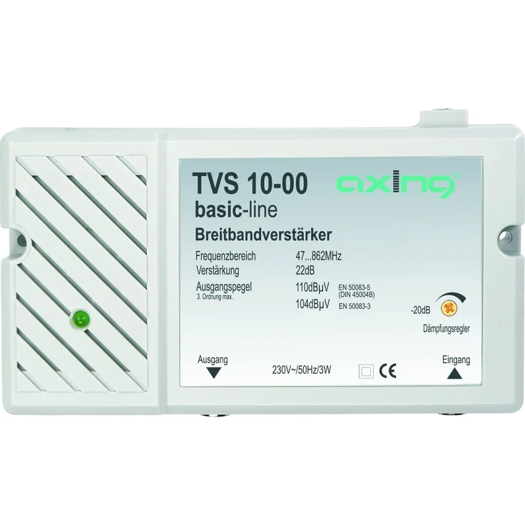 Axing TVS 10-00 Breitband-Verstärker für Kabelfernsehen oder Antennen DVB-T2 HD UKW DAB+ – Bild 1