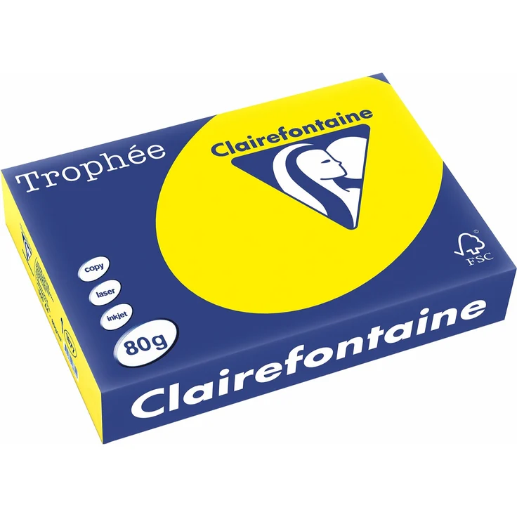 Clairefontaine 1877C Druckerpapier Trophée (80g, DIN A4 (21 x 29,7 cm), für alle Laserdrucker, Kopierer und Tintenstrahldrucker) 1 Ries sonnengelb - Preisvergleich – Bild 1