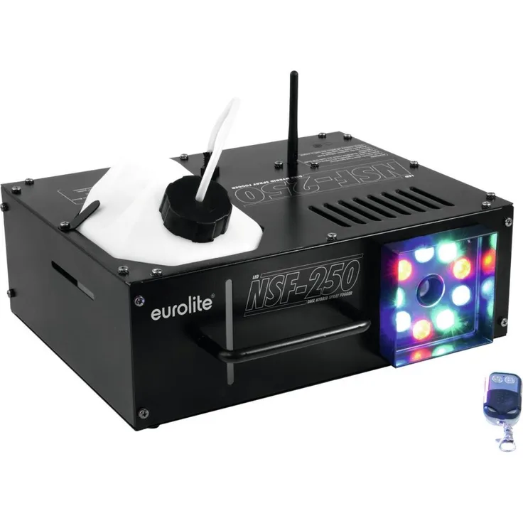 EUROLITE NSF-250 LED DMX Hybrid Spray Fogger | DMX-Nebelmaschine mit 1000 W, LED-Beleuchtung, senk--waagerechtem Ausstoß