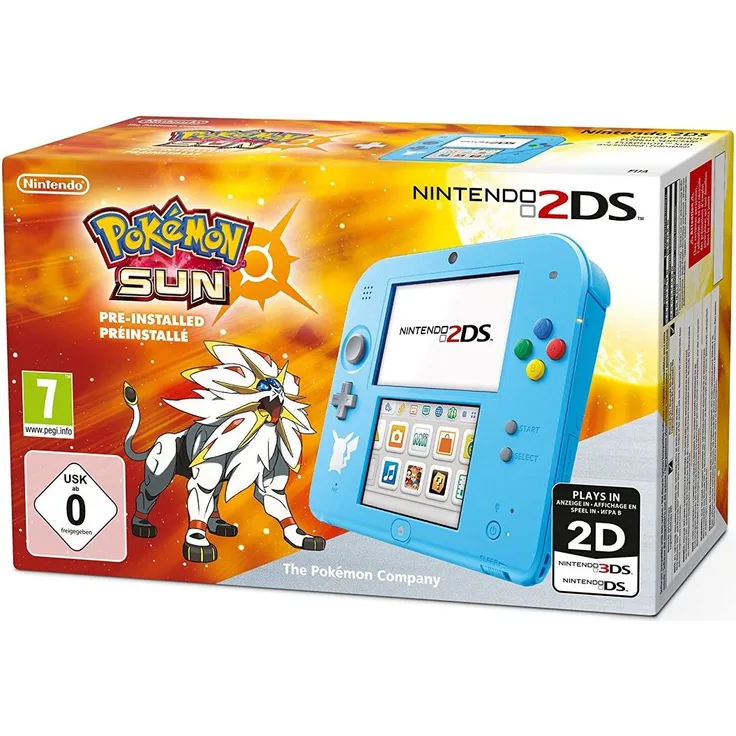Nintendo 2DS Special Edition Pokémon Sonne Hellblau 256MB & 4GB Speicherkarte Bundle inkl. Pokémon Sonne - Preisvergleich