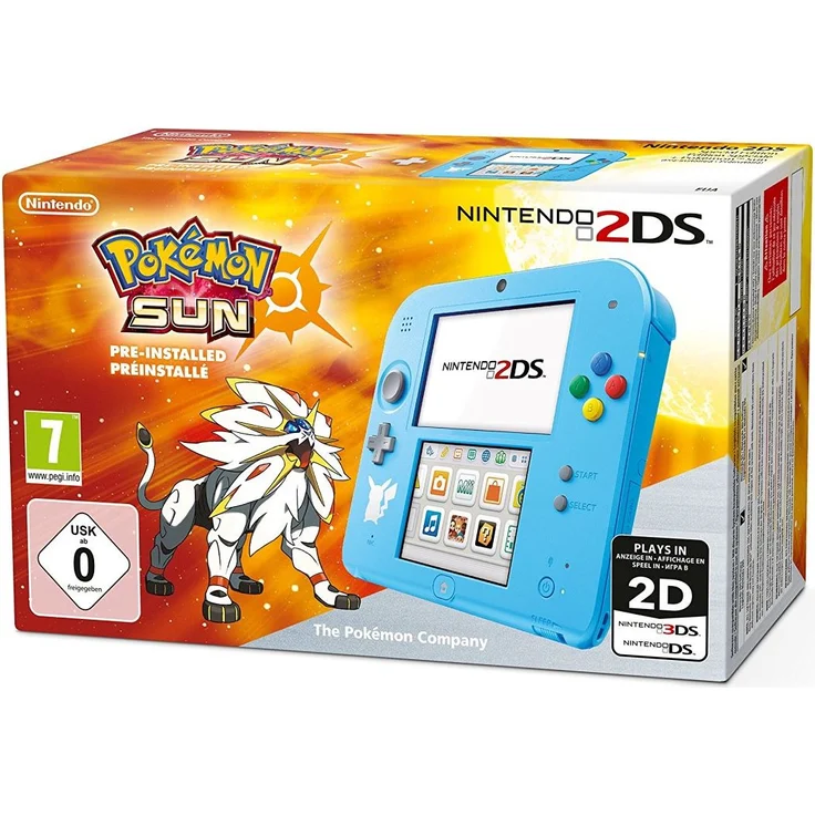 Nintendo 2DS Special Edition Pokémon Sonne Hellblau 256MB & 4GB Speicherkarte Bundle inkl. Pokémon Sonne - Preisvergleich – Bild 1
