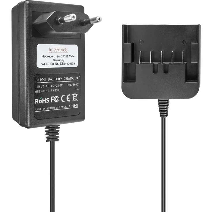 Ladegerät kompatibel mit Metabo Li-Ion Werkzeug-Akkus 6.25457.00, 6.25459, 6.25468, 6.25469.00, 6.25499.00, 6.25527 - 21V 1A