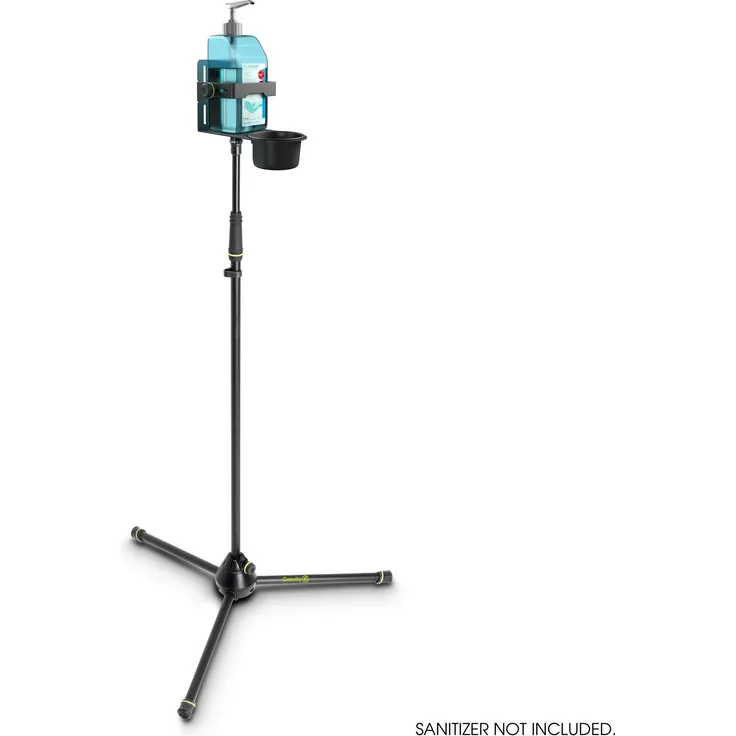 Gravity GMS4321DIS01B Höhenverstellbarer Desinfektionsmittelständer Dreibein mit Universal Halter Schwarz