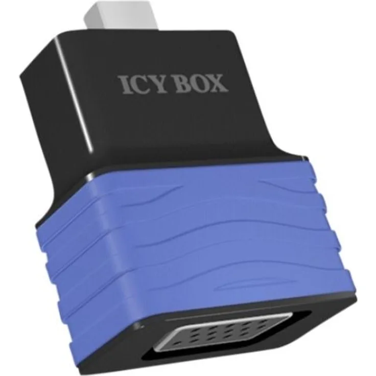 ICY BOX IB-AC505 Mini DisplayPort (DP) zu VGA Adapter-Stecker, VESA & A Timing Standard bis UXGA, Plug & Play, EMI Abschirmung