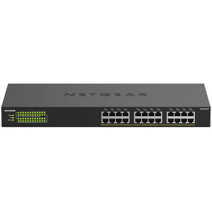 Netgear GS324PP 24 Port Gigabit Ethernet LAN PoE Switch (mit 24x PoE+ 380W, Plug-and-Play, Desktop- oder Rack-Montage, robustes Metallgehäuse) – Bild 1