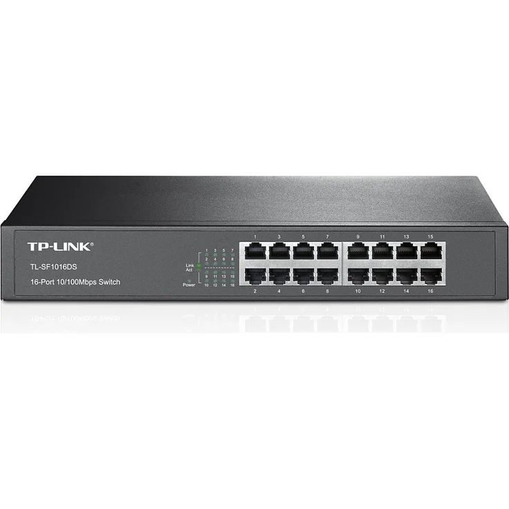 TP-Link TL-SF1016DS 16 Port Netzwerk Switch (lüfterloses Passivkühlkonzept) – Bild 1