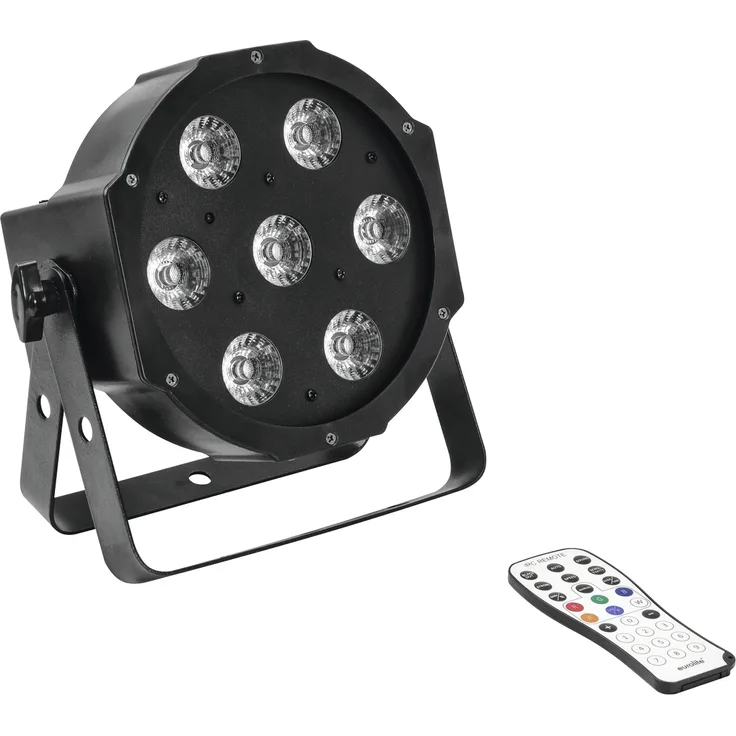 Eurolite LED SLS-7 HCL Floor | Flacher Scheinwerfer mit 7 x 10-W-6in1-LED mit RGBAW+UV-Farbmischung | Floorspot | Musiksteuerung über eingebautes Mikrofon