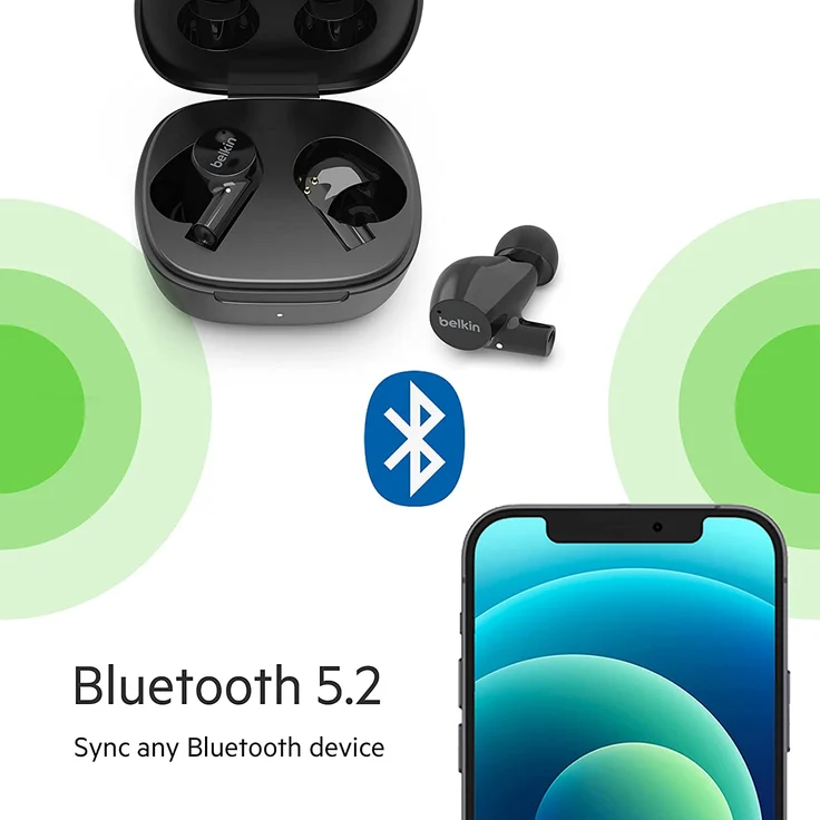 Belkin Soundform Rise AUC004BTBK True Wireless In-Ear-Kopfhörer mit Bluetooth, wasserdicht, schwarz – Bild 6