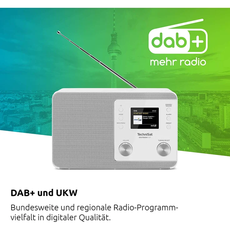 TechniSat Digitradio 307 Digitalradio mit Wecker, TFT-Display, weiß – Bild 3