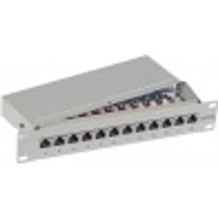 BIGtec 12 Port RJ45 Patchpanel Verteilerfeld Patchfeld grau CAT6a geschirmt LSA Leisten