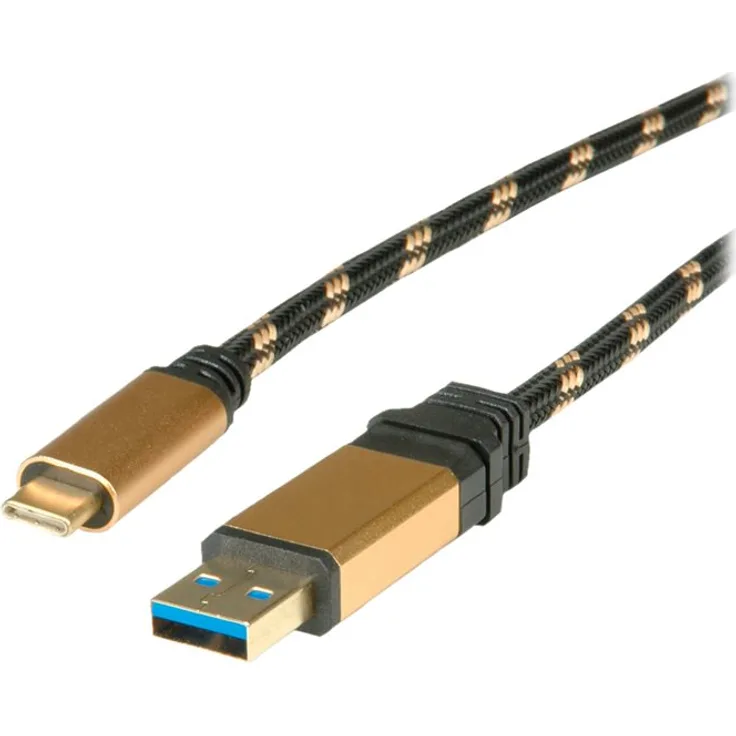 Roline Gold - USB-Kabel - USB Typ A (M) bis USB-C (M) - USB 3.1 - 5 V - 900 mA - 1 m - Schwarz/Gold