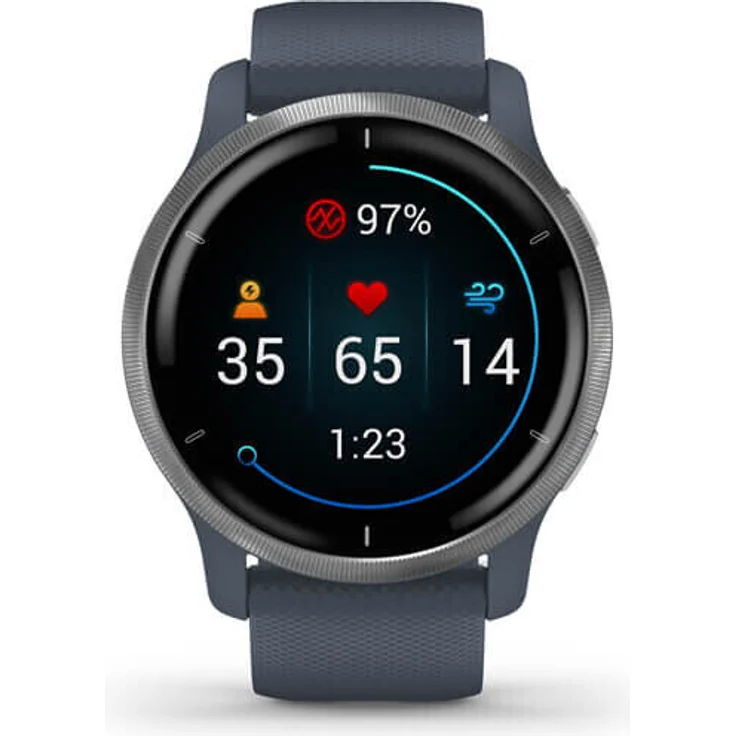 Garmin Venu 2 Smartwatch GPS, Unisex, Einheitsgröße, Edelstahl+Kunststoffgehäuse, Silikonarmband, Silber/Granitblau (010-02430-10) – Bild 6