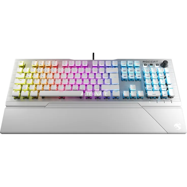 Roccat Vulcan 122 - Mechanische Gaming Tastatur, AIMO LED Einzeltastenbeleuchtung, Titan Switches, Aluminiumoberfläche, Multimedia-Tasten, Handballenauflage, Tactile Switch, weiß (Englisch QWERTY)