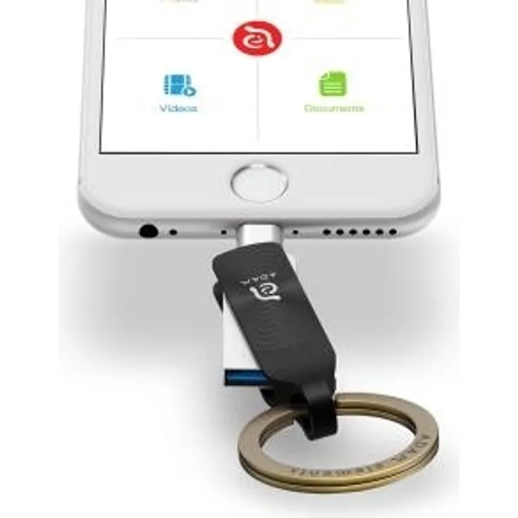 ADAM ADRAD64GKLDPRX Elements iKlips Duo+ 64GB USB-Speicherstick 3.1 auf Lightning für Apple iPhone-iPad-Mac und PC schwarz