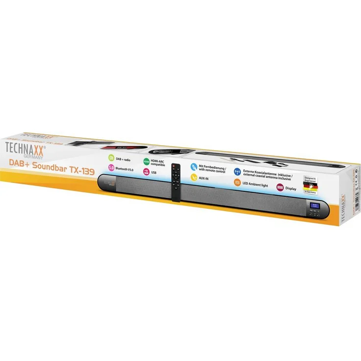 Technaxx TX-139 2.0 Soundbar ohne Subwoofer mit Beleuchtung, kabelgebunden, geeignet für TV, schwarz  – Bild 7