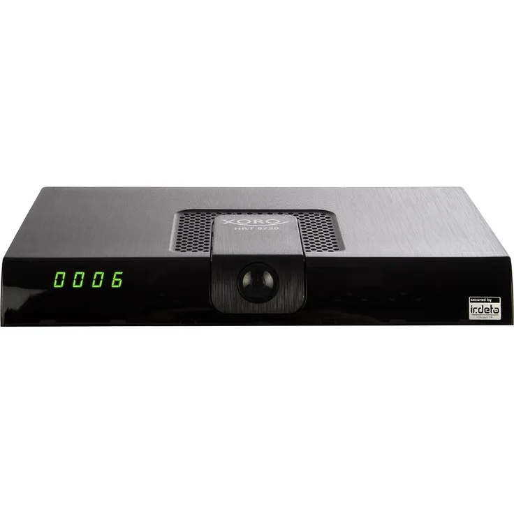 Xoro HRT 8720 HEVC DVB-T-T2 Receiver HDMI, H.265, kartenloses Irdeto-Zugangssystem für freenet TV, Mediaplayer, PVR Ready, USB 2,0, 12V Schwarz