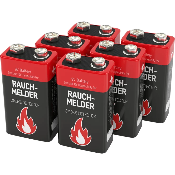 6 ANSMANN Alkaline longlife Rauchmelder 9V Block Batterien - Premium Qualität für höhere Leistung, 9V Batterie ideal für Feuermelder, Bewegungsmelder, Alarmanlagen & Kohlenmonoxid Warnmelder – Bild 1