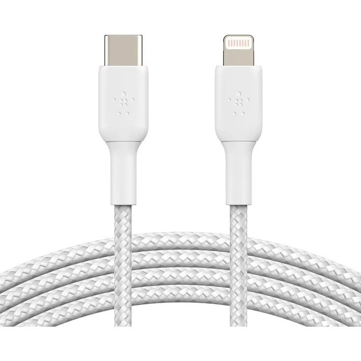 Belkin Lightning/USB-C Kabel ummantelt, 1 m, weiß